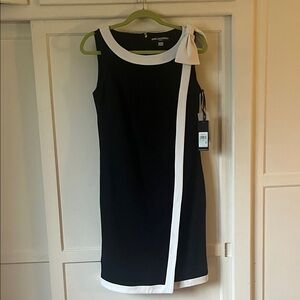Karl Lagerfeld Black and White Bow Accent Mini Dress
